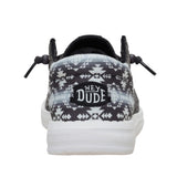 Black and White Tenton textured slip-on HeyDude shoe- Back