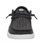 Black and White Tenton textured slip-on HeyDude shoe- Front