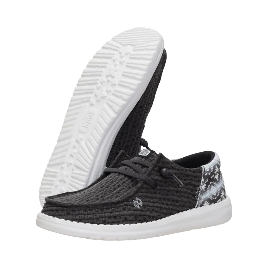 Black and White Tenton textured slip-on HeyDude shoe