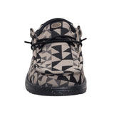Front view of Hey Dude Men's Wally Black & Tan Geo Jacquard Shoes 