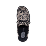 Top side of Hey Dude Men's Wally Black & Tan Geo Jacquard Shoes 
