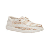 Heel to toe side view of Hey Dude Wendy Funk Parchment Waffle Teton Shoes  