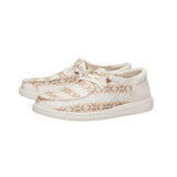 Side view of both Hey Dude Wendy Funk Parchment Waffle Teton Shoes 