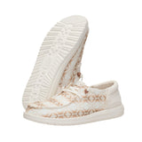 Side and bottom view of Hey Dude Wendy Funk Parchment Waffle Teton Shoes 