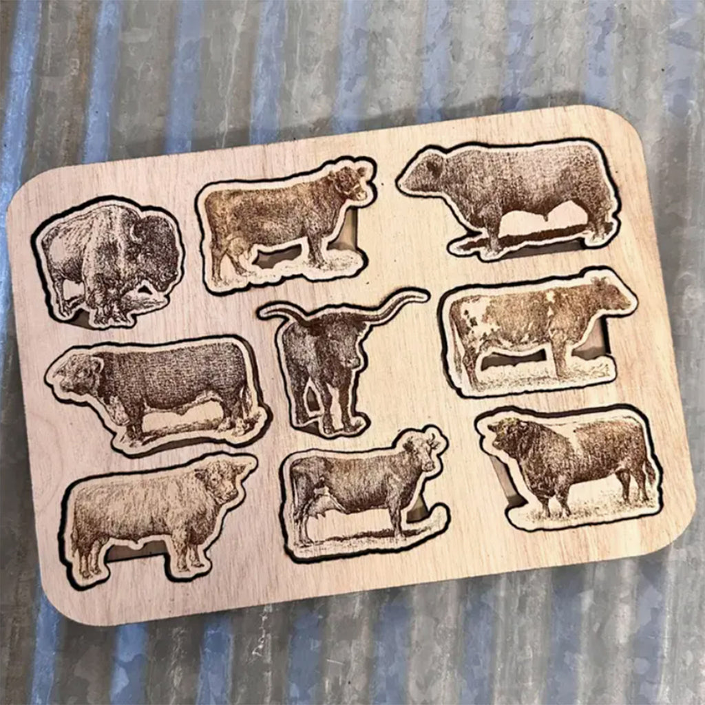 Full view of Kids Wooden Cow Puzzle 