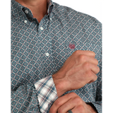 Cinch Men's Blue Print Long Sleeve Shirt