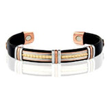 Western Fashion Adjustable Magnetic Copper Gold & Silver Tone Cuff Bracelet