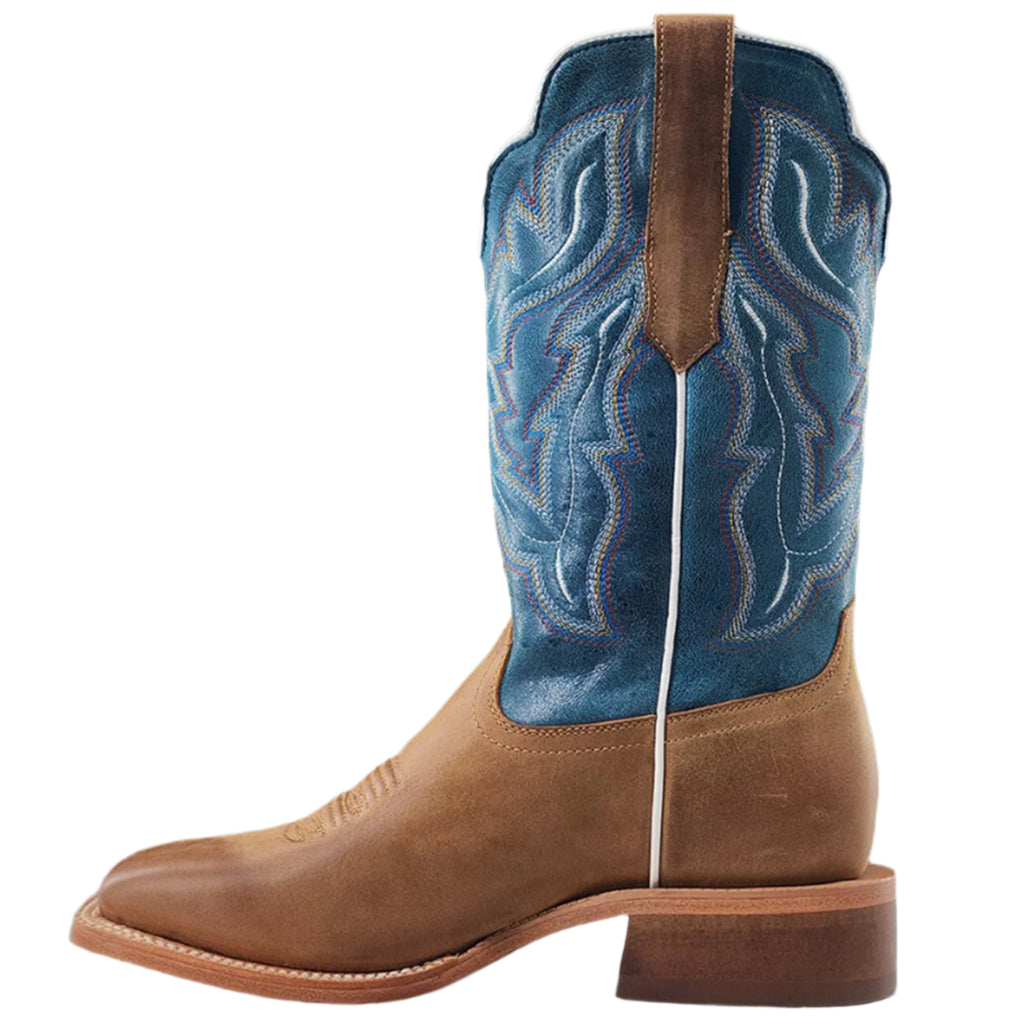 Sundial Brown Square Toe Boots with a Blue Shaft