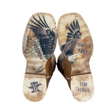Tin Haul Men's Brown Stars & Stripes Freedom Square Toe Boots
