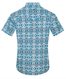 Rodeo Clothing Men's Light Blue Aztec Short Sleeve