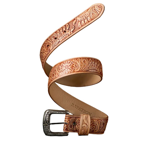 Floral Embossed Cowhide Belt