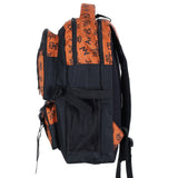 Cognac and Black Backpack with Black Brands Print