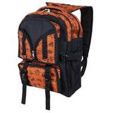 Cognac and Black Backpack with Black Brands Print