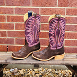 Side of Chocolate roughout with purple tops 