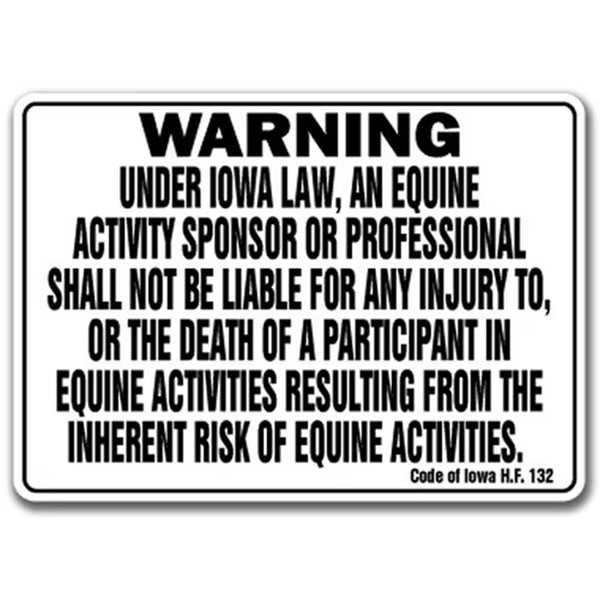 Equine Liability Sign For Iowa