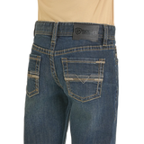 Close up of step stitching on back pockets 