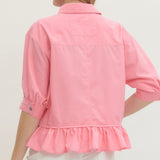 Pink Ruffle Top 3/4 Sleeve- Back View