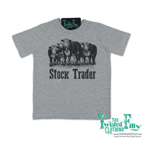 Grey Stock Trader T-shirt with Cattle Graphic 