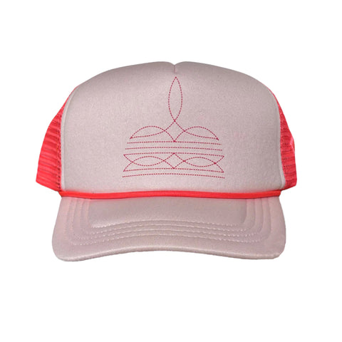 Pink Youth Boot Stitch Foam Trucker Cap