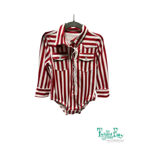 Red and White Pearl Snap Onesie
