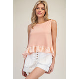 Apricot Ruffle Hem Sleeveless Top