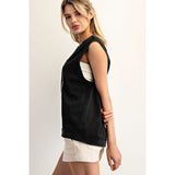 Horseshoe Embroidered Top in Black Side View