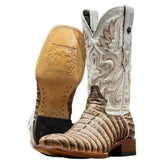 Caiman Tail Square Toe Boot- Front and Sole View