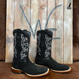 Tanner Mark Black Roughout Square Toe Boots
