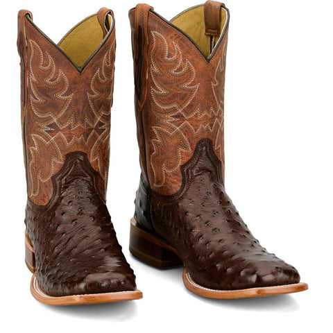 Front and side view of Blaine Ostrich Boots.