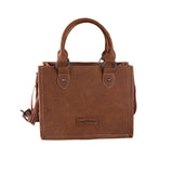 Back view of tote purse. Trinity Ranch Logo Patch 