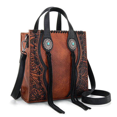 Trinity Ranch Concho Collection Mini Tote/Crossbody brown