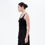 Black Line Stitch Knit Tank Top