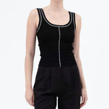 Black Line Stitch Knit Tank Top