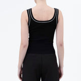 Black Line Stitch Knit Tank Top