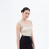 Khaki Stitch Knit Tank Top