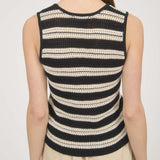 Women's Black & Natural Striped Sweater Tank