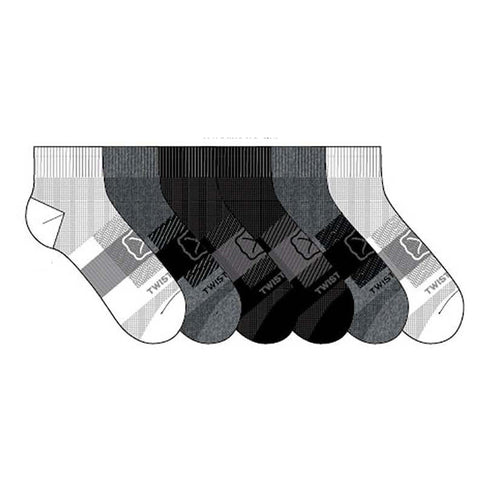 Flat lay of all 6 pairs of quarter socks. 