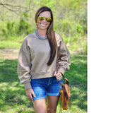 Front View of Tan Pullover