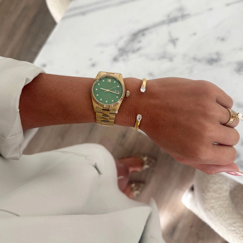 Close up view of Gold Open "Whitney" Bracelet