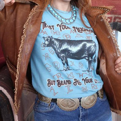 Ranch Swag Women's Blue Trust Neighbor T-Shirt