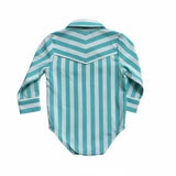Back side view of Turquoise and White Onesie