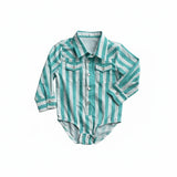 Front side view of Turquoise and White Onesie