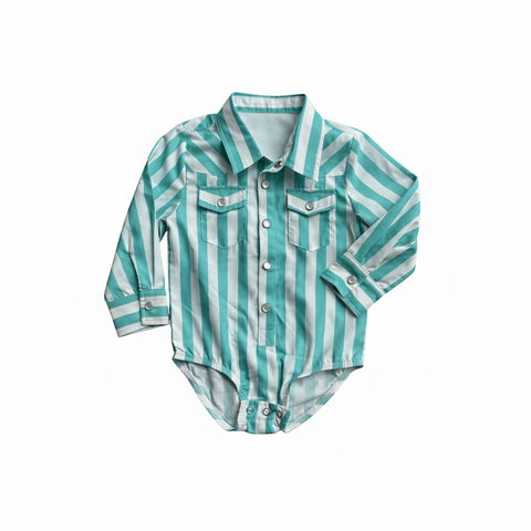 Front side view of Turquoise and White Onesie