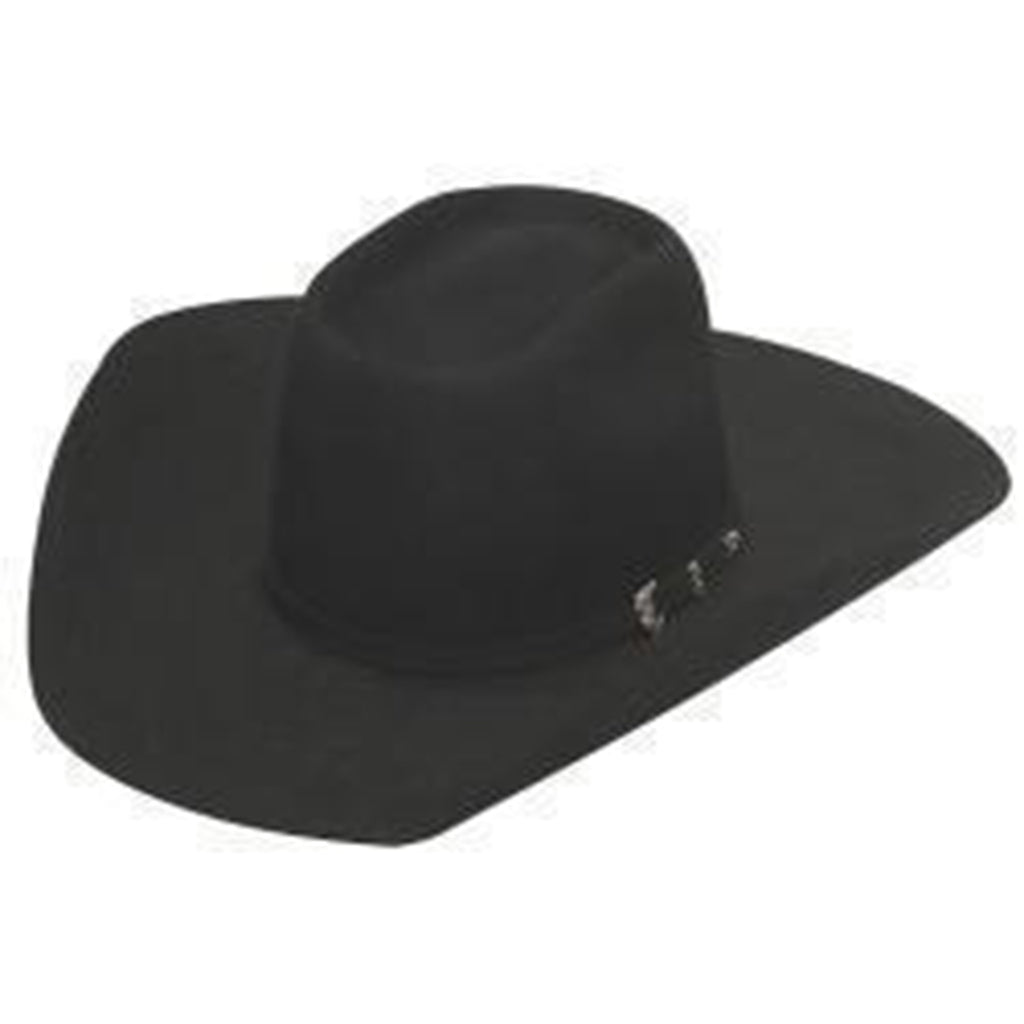 Black Santa Fe cowboy hat with hat band and buckle. 