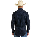 Men's Black Aztec Pearl Snap Long Sleeve Shirt