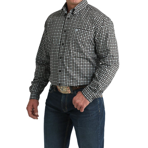 Men's Cinch Brown Geometric Print Long Sleeve Shirt