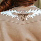 Camel Suede Boot Stitch Vintage Concho Vest Back View