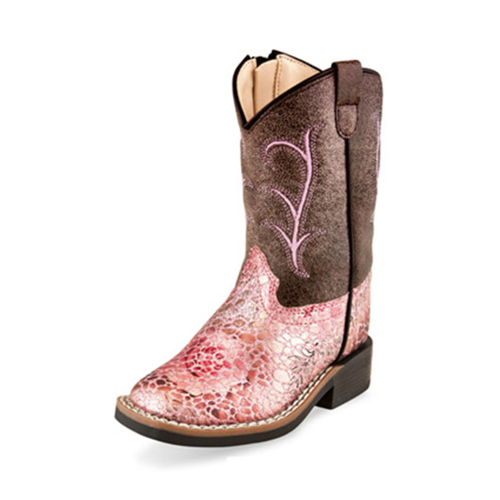 Old West Toddler Pink Snake Western Boots
