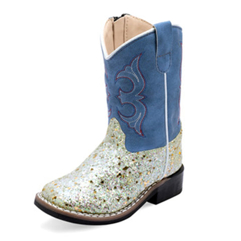 Old West Toddler Multi Glitter/Blue Boots