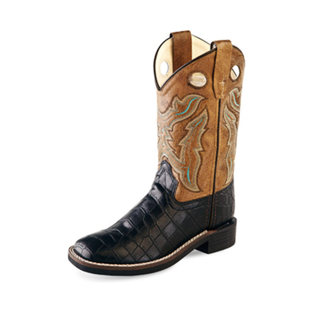 Old West Kid's Brown Croc Print Boots